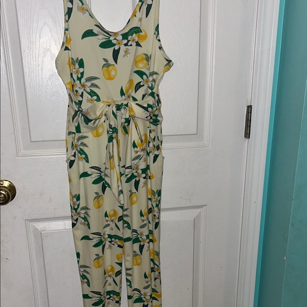Girls Floral Lemon Print Jumpsuit